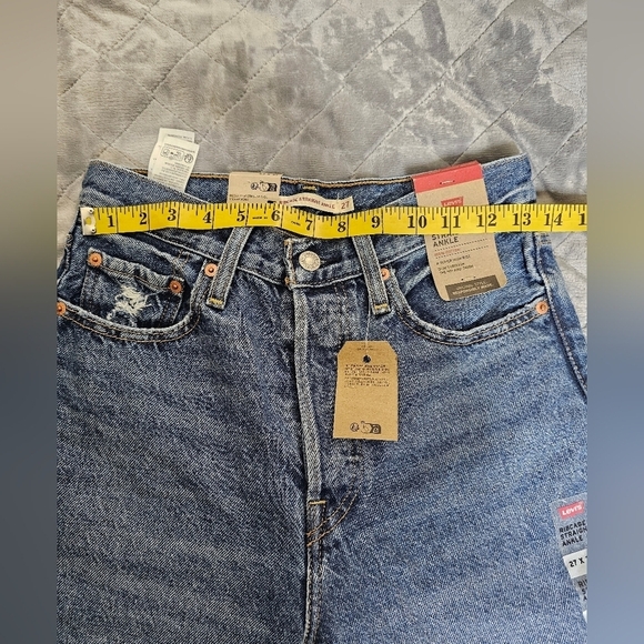 (179)Levi's Women's Ribcage Straight Ankle Jeans 100% Cotton A Super High Rise - Picture 10 of 16